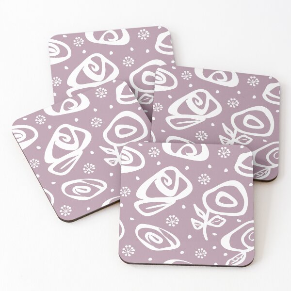 Item preview, Abstract white roses on mauve background designed and sold by ShirleyLab.