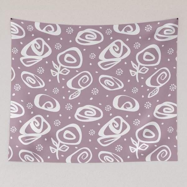 Item preview, Abstract white roses on mauve background designed and sold by ShirleyLab.