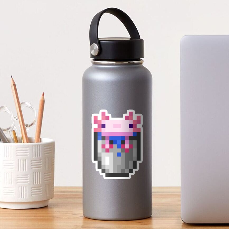 "minecraft bucket of axolotl " Sticker for Sale by sarxhnotfound
