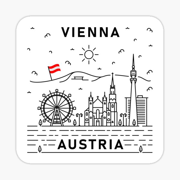 Vista previa del artículo con la obra «Etiqueta engomada de Viena | Horizonte de Viena | Horizonte de Viena | rueda de la fortuna», diseñado y vendido por CAMM Designs.