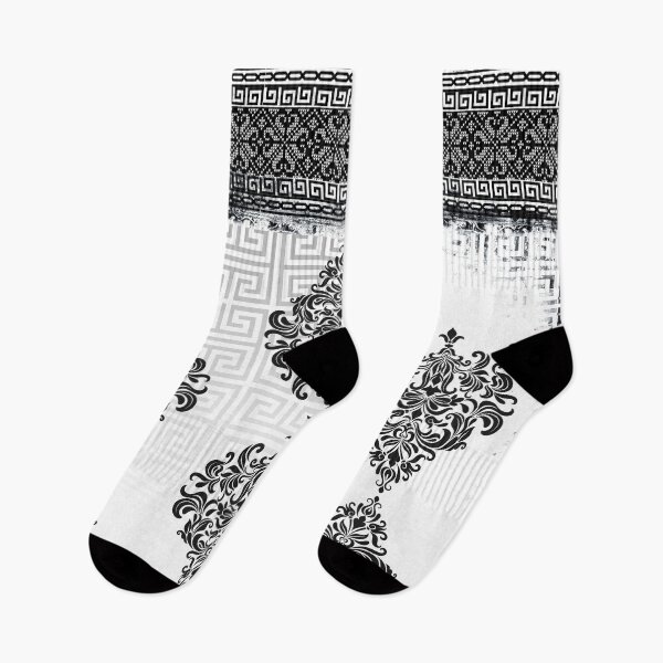 Item preview, Greek Key Ornate Floral Baroque B&W designed and sold by Yiorgos Designs.