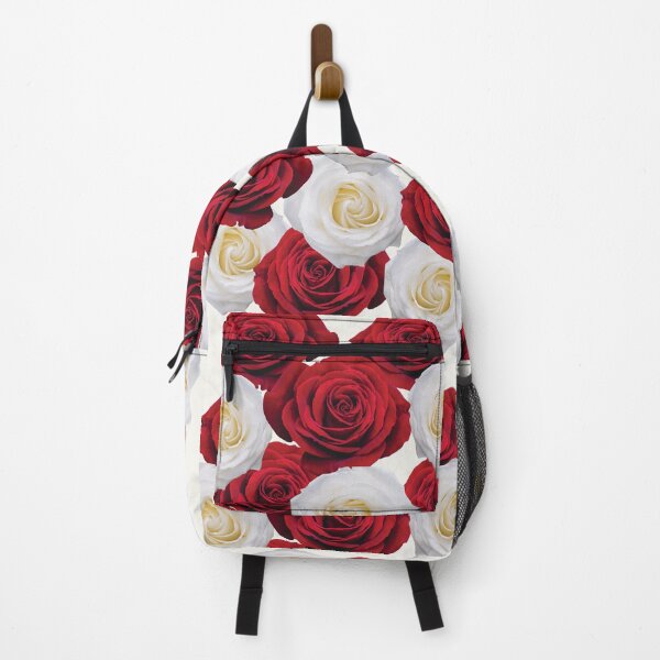 Artikelvorschau, Rote und weiße Rosen auf hellbeige entworfen und verkauft von Yolanda Designs.