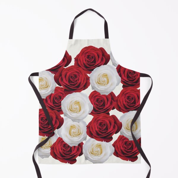 Aperçu de l'œuvre Roses rouges et blanches sur beige clair créée et vendue par Yolanda Designs.