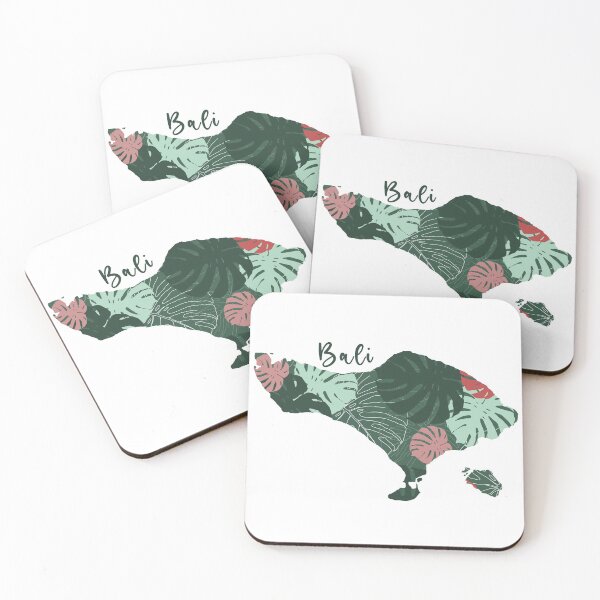 Item preview, Bali map with monstera leaves pattern.  designed and sold by traveltheory.