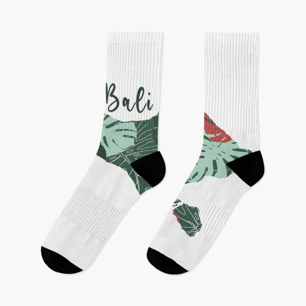 Item preview, Bali map with monstera leaves pattern.  designed and sold by traveltheory.
