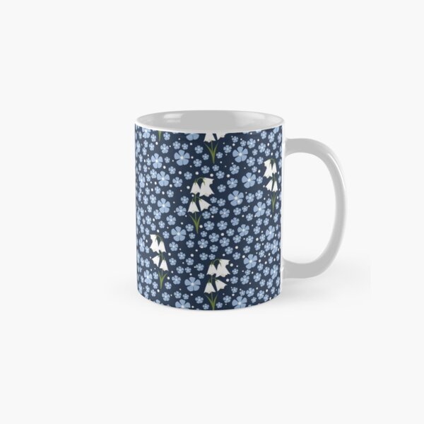 Colorful Floral Pattern With Blue Wildflowers And White Bellflowers Classic Mug