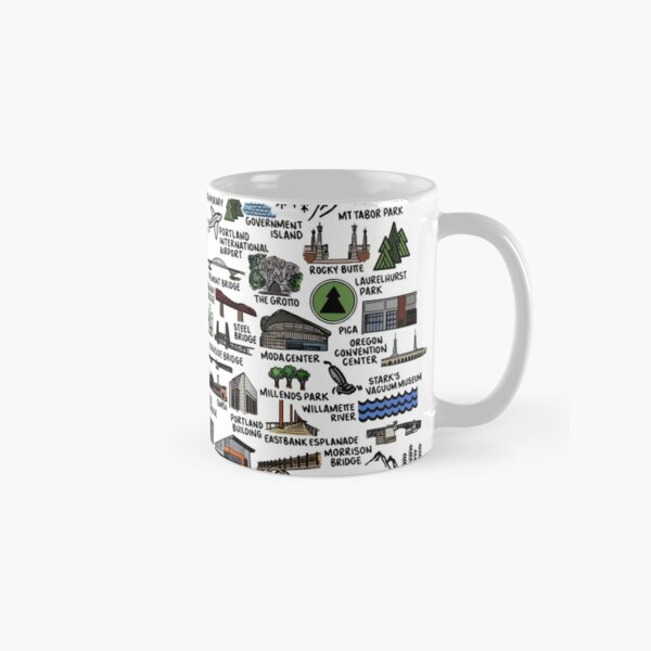 Coffee Mug with map of PDX Portland, Oregon, ceramic mug, unique