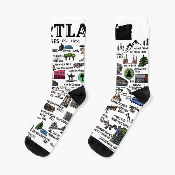 "Portland Oregon Map " Socks for Sale by fiberandgloss Redbubble