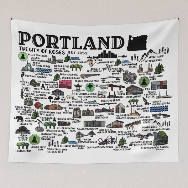 Item preview, Portland Oregon Map  designed and sold by fiberandgloss.