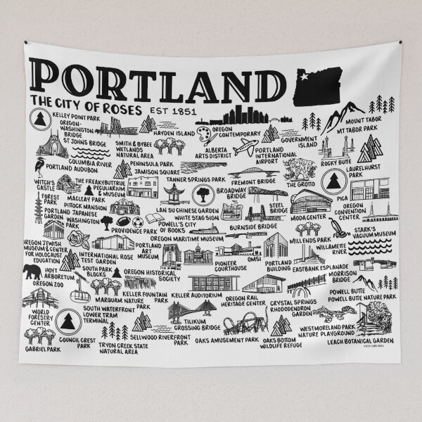 Item preview, Portland Oregon Map  designed and sold by fiberandgloss.