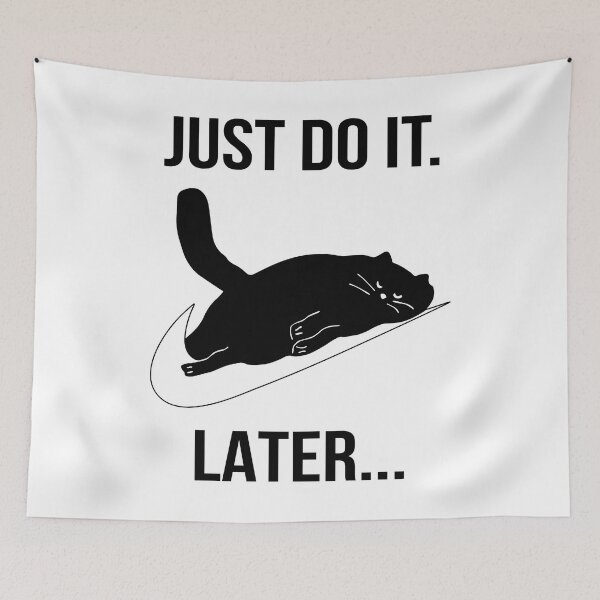 Item preview, Just Do It Later Black Cat designed and sold by rifmerch.