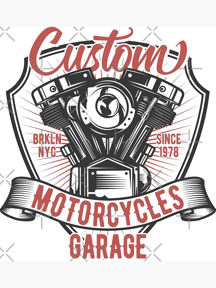 "Custom Motorcycle Garage Brooklyn NYC" Poster for Sale by Sinfamous