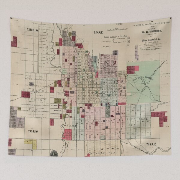 Item preview, Old Salt Lake City UT Map (1889) Vintage SLC Utah City & Street Atlas designed and sold by BravuraMedia.