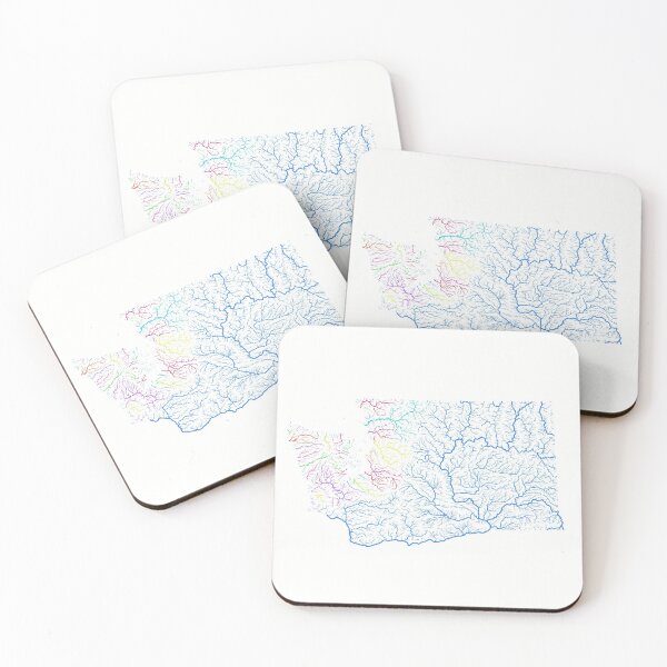 Item preview, Washington River Basin Map in Rainbow Colours with White Background designed and sold by GrasshopperGeo.