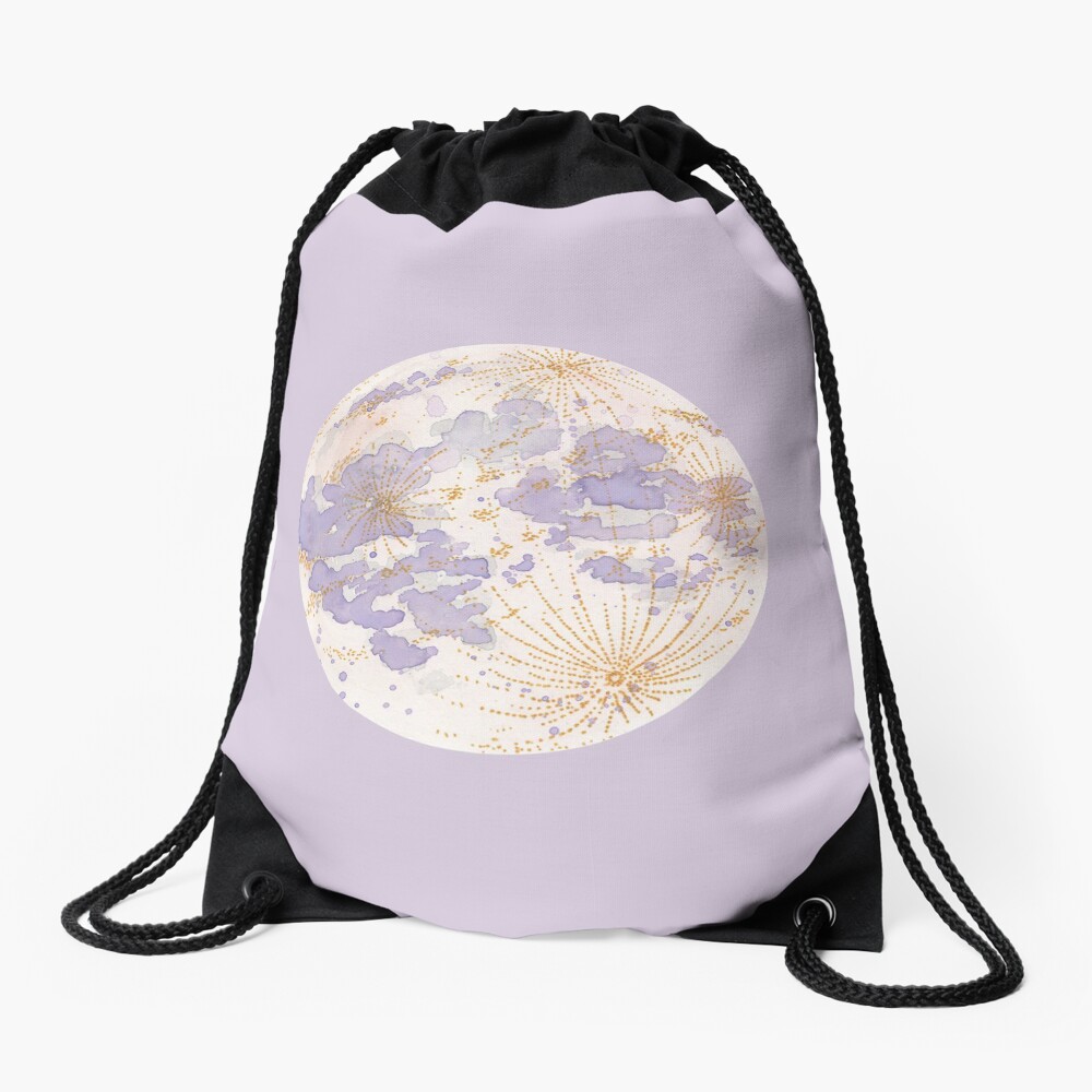 Lavendar Peach Moon Drawstring Bag