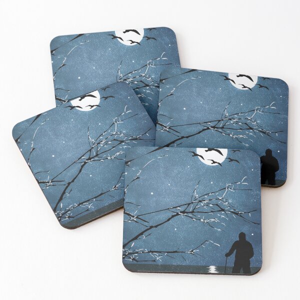 Item preview, Full Moon Landscape Scene Illustration designed and sold by DFLC Prints.