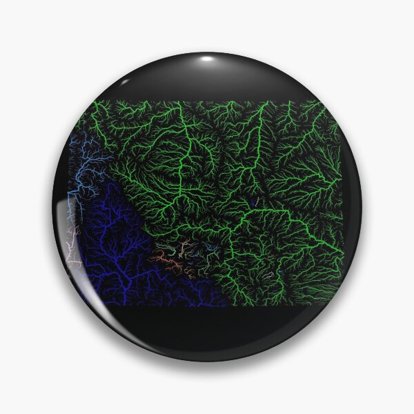 Item preview, Wyoming River Basin Map in Rainbow Colours with Black Background designed and sold by GrasshopperGeo.