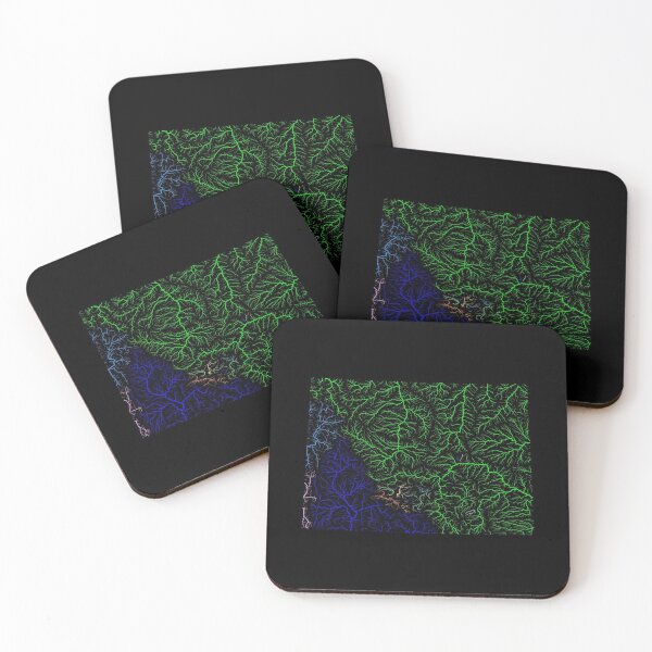 Item preview, Wyoming River Basin Map in Rainbow Colours with Black Background designed and sold by GrasshopperGeo.