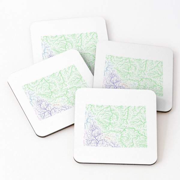 Item preview, Wyoming River Basin Map in Rainbow Colours with White Background designed and sold by GrasshopperGeo.
