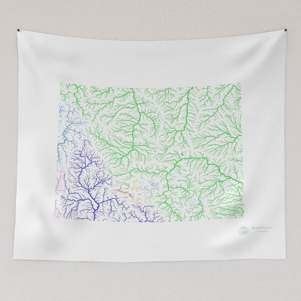 Item preview, Wyoming River Basin Map in Rainbow Colours with White Background designed and sold by GrasshopperGeo.