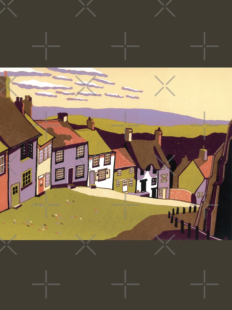 Gold Hill - Original linocut by Francesca Whetnall by Cecca-Designs