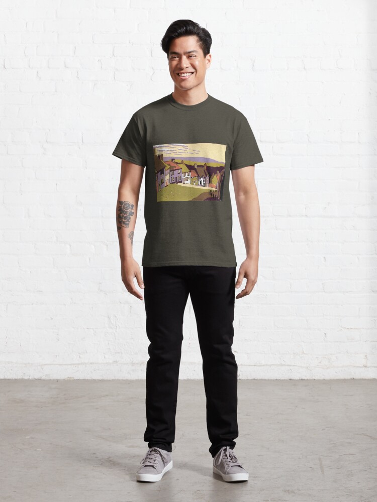 Alternate view of Gold Hill - Original linocut by Francesca Whetnall Classic T-Shirt