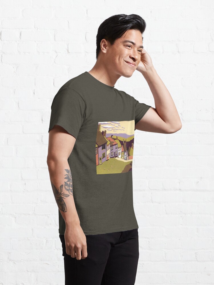 Alternate view of Gold Hill - Original linocut by Francesca Whetnall Classic T-Shirt