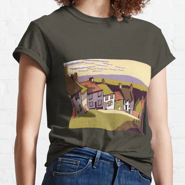 Gold Hill - Original linocut by Francesca Whetnall Classic T-Shirt
