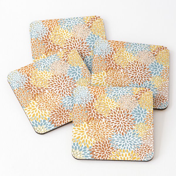 Item preview, Floral Blooms, Yellow, Terracotta, Orange, Blue designed and sold by meggydesigns.