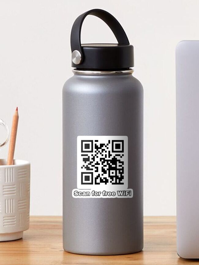 Scan for Free Wifi, QR code, rickroll Sticker for Sale by tropicalhen133