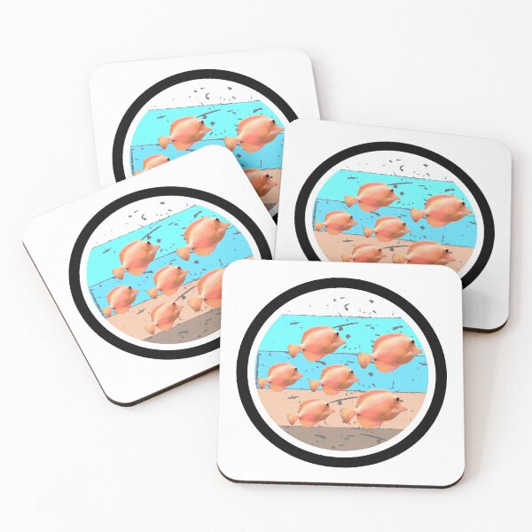 Item preview, School of Six Orange Fish on Retro Vintage Sunset Background designed and sold by kmcs.