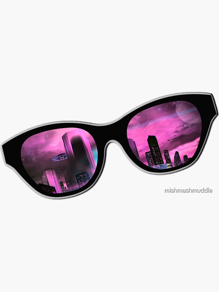 Pegatina for Sale con la obra «Gafas Alien Space rosa» de mishmashmuddle