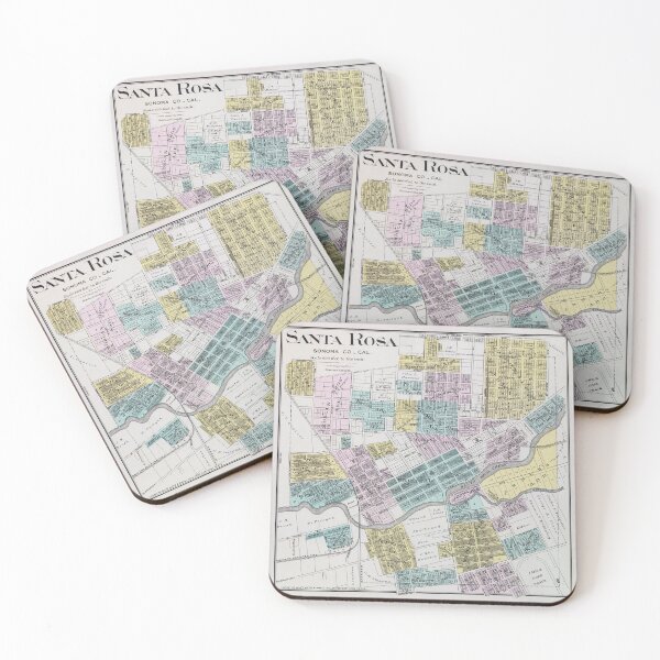 Item preview, Old Santa Rosa CA Map (1898) Vintage Northern California City & Street Atlas designed and sold by BravuraMedia.