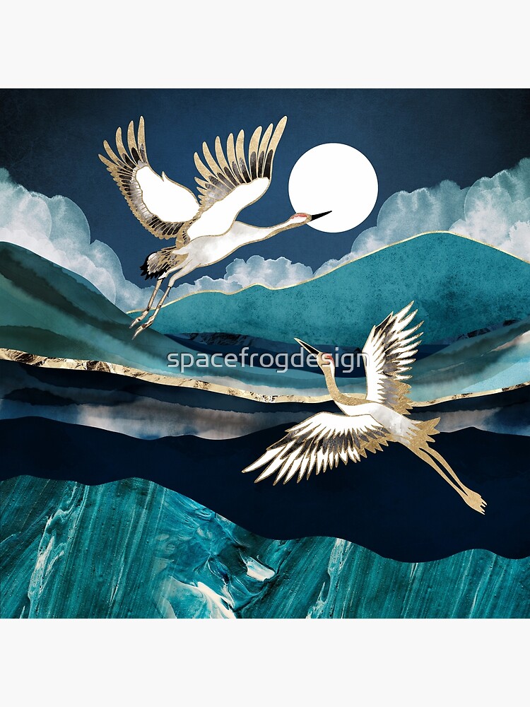 Thumbnail 3 of 3, Poster, Midnight Cranes designed and sold by spacefrogdesign.