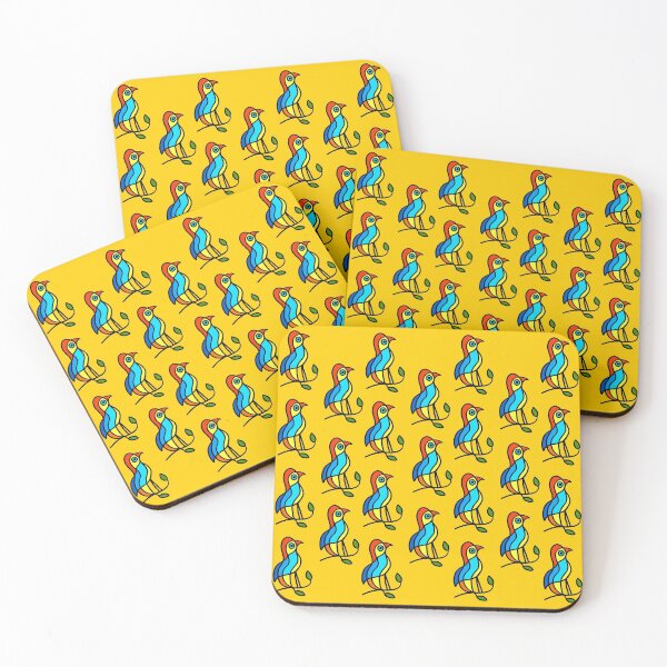 Item preview, Color Birds on a Twigs on Orange Board "Paper Drawings/Paintings"  designed and sold by Istvan Ocztos.