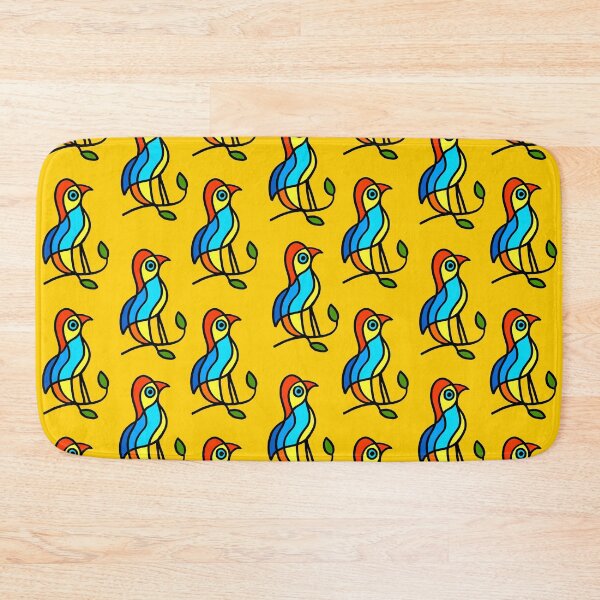 Item preview, Color Birds on a Twigs on Orange Board "Paper Drawings/Paintings" designed and sold by Istvan Ocztos.