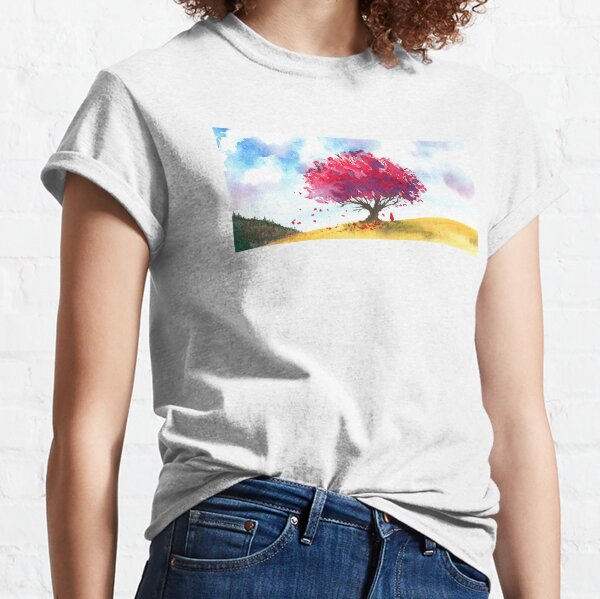 Autumn tree with traveler Classic T-Shirt