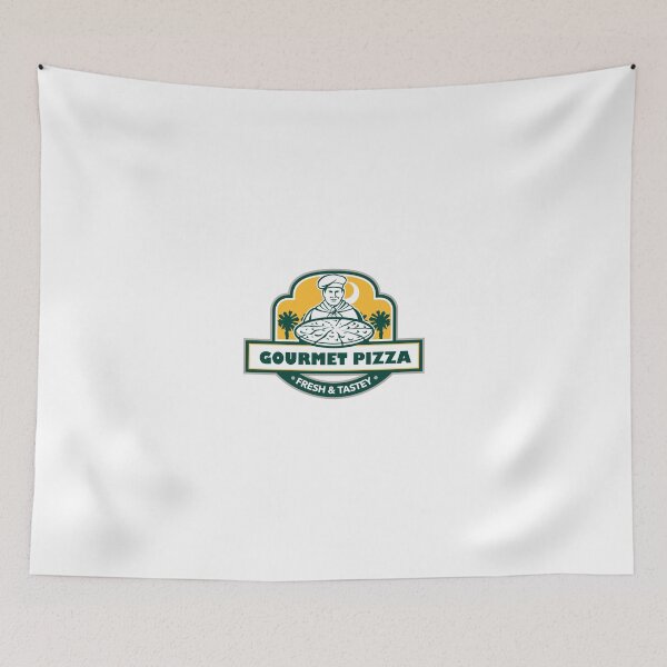 Item preview, Gourmet Pizza Chef Palmetto Trees Shield Retro designed and sold by patrimonio.
