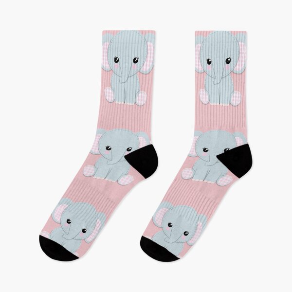 Artikelvorschau, Elefantenbaby mit rosa Gingham entworfen und verkauft von ArteAnnie.