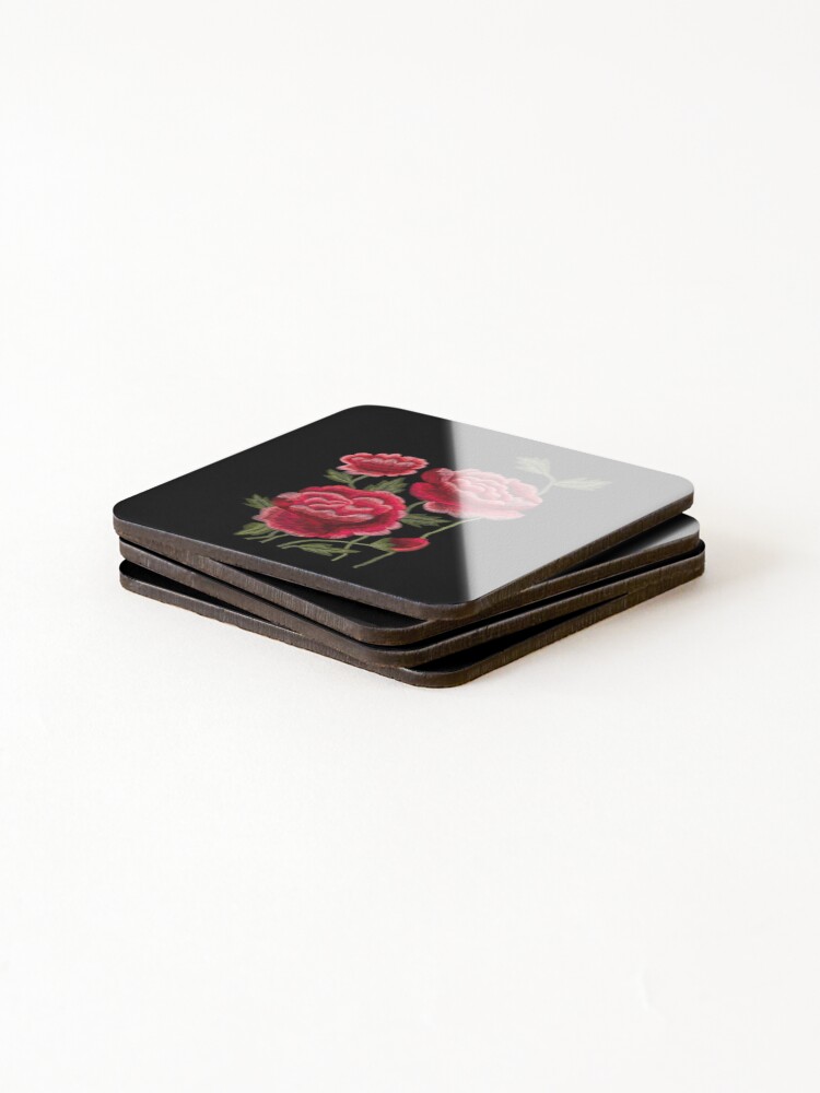 Thumbnail 4 of 5, Coasters (Set of 4), Embroidered Roses designed and sold by FunWithChemo.