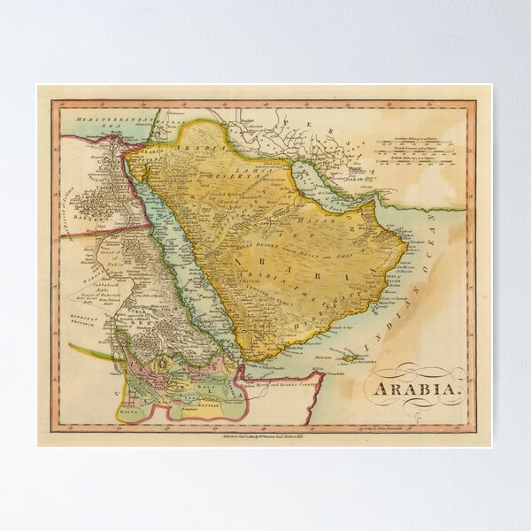 Item preview, Old Arabian Peninsula Map (1912) Vintage Saudi Arabia Atlas designed and sold by BravuraMedia.