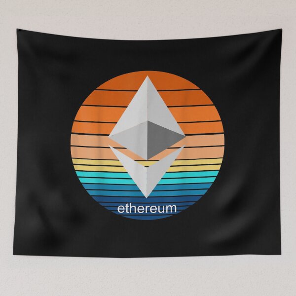 Artikelvorschau, Kryptowährung Ether Blockchain Etereum Retro Sonnenuntergang entworfen und verkauft von tashiav.