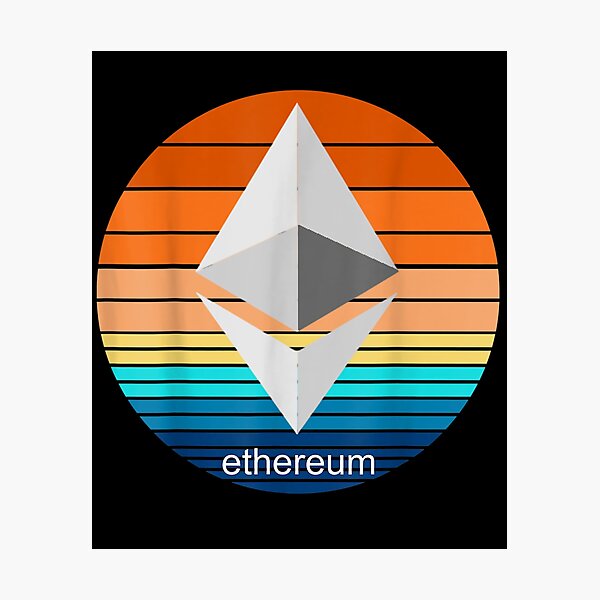Artikel-Vorschau von Kryptowährung Ether Blockchain Etereum Retro Sonnenuntergang, designt und verkauft von tashiav.
