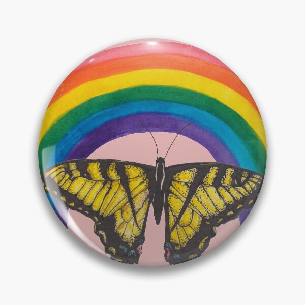 Item preview, Yellow butterfly Machaon with rainbow designed and sold by susserain.