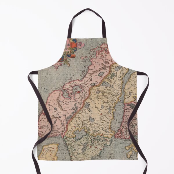 Item preview, Old Scandinavia Map (1623) Vintage Norway and Sweden Atlas designed and sold by BravuraMedia.