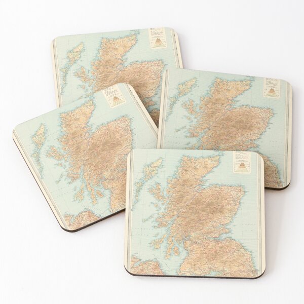 Item preview, Old Scotland Map (1912) Vintage Scottish Atlas designed and sold by BravuraMedia.