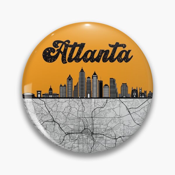 Item preview, Atlanta City Skyline With Map Vintage designed and sold by KrisSidDesigns.