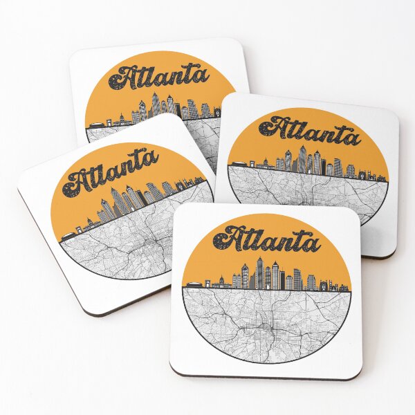 Item preview, Atlanta City Skyline With Map Vintage designed and sold by KrisSidDesigns.
