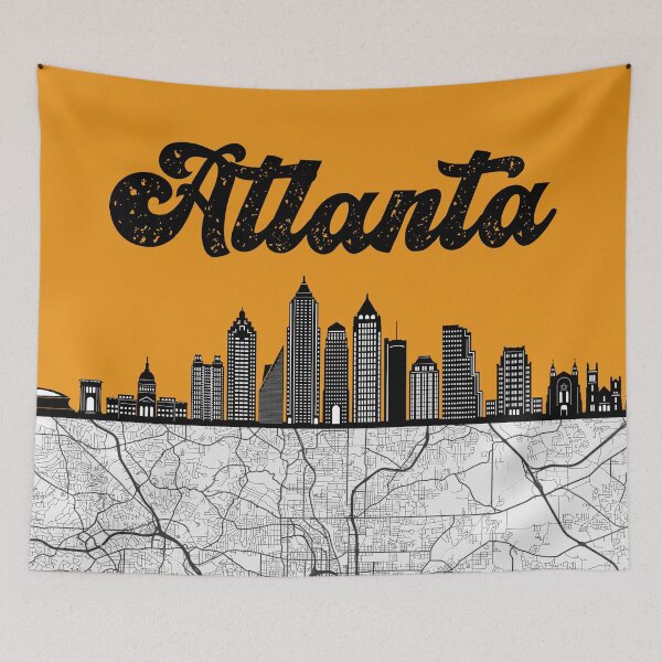 Item preview, Atlanta City Skyline With Map Vintage designed and sold by KrisSidDesigns.