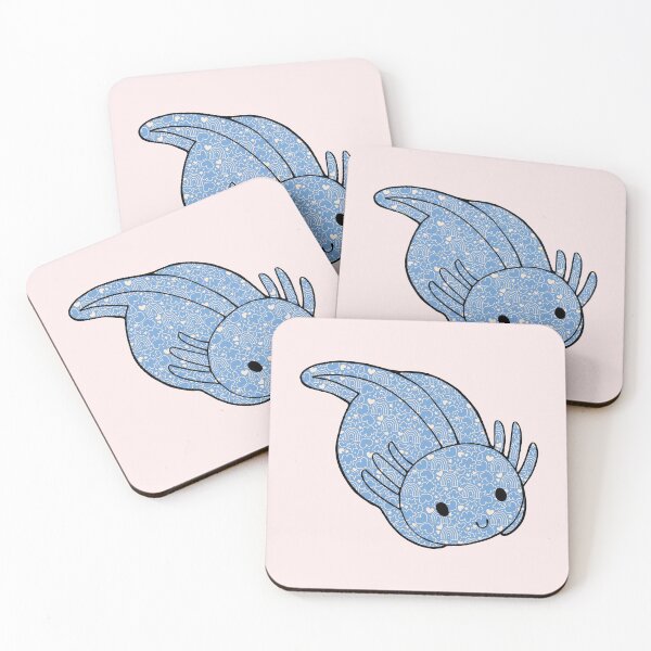 Item preview, Cute Kawaii Baby Chibi Axolotl in Pastel Blue and Pink Heart and Rainbow Pattern designed and sold by InkMemories.